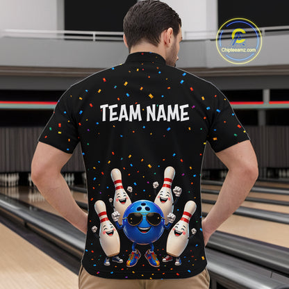 Custom Funny Bowling Pins Ball Bowling Team Shirts Bowling Jerseys for Men Polo & 1/4 Zip HNT561
