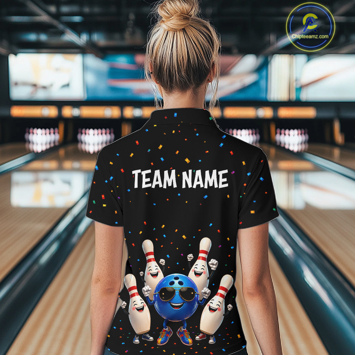 Custom Funny Bowling Pins Ball Bowling Team Shirts Bowling Jerseys for Women Polo & 1/4 Zip HNT561