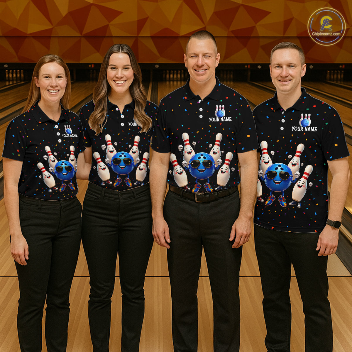 Custom Funny Bowling Pins Ball Bowling Team Shirts Bowling Jerseys for Women Polo & 1/4 Zip HNT561
