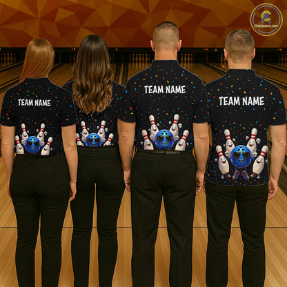 Custom Funny Bowling Pins Ball Bowling Team Shirts Bowling Jerseys for Men Polo & 1/4 Zip HNT561
