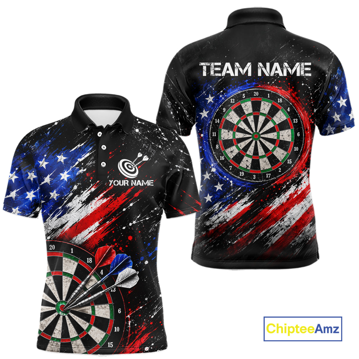 Custom Grunge US Flag Dart Shirts for Men Dart Team Jerseys Darts League Dartboard Shirt NNT345