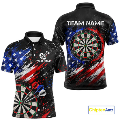 Custom Grunge US Flag Dart Shirts for Men Dart Team Jerseys Darts League Dartboard Shirt NNT345