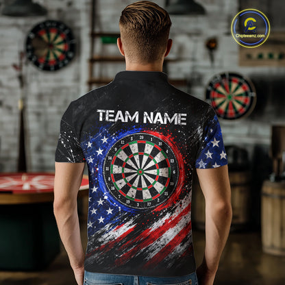 Custom Grunge US Flag Dart Shirts for Men Dart Team Jerseys Darts League Dartboard Shirt NNT345