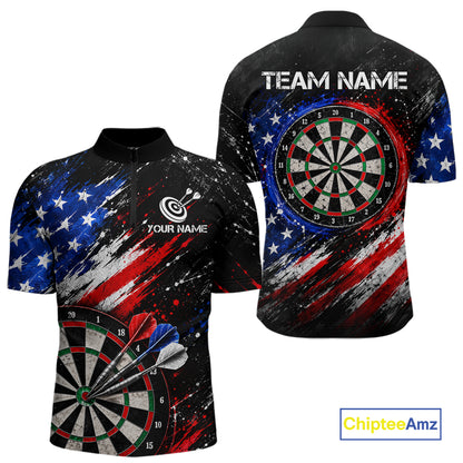 Custom Grunge US Flag Dart Shirts for Men Dart Team Jerseys Darts League Dartboard Shirt NNT345