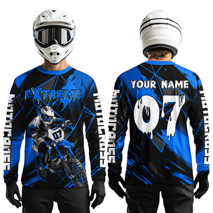 Custom Blue MX Racing Extreme Shirts Kid Men Women Youth Motocross Shirts UPF30+ DNT35