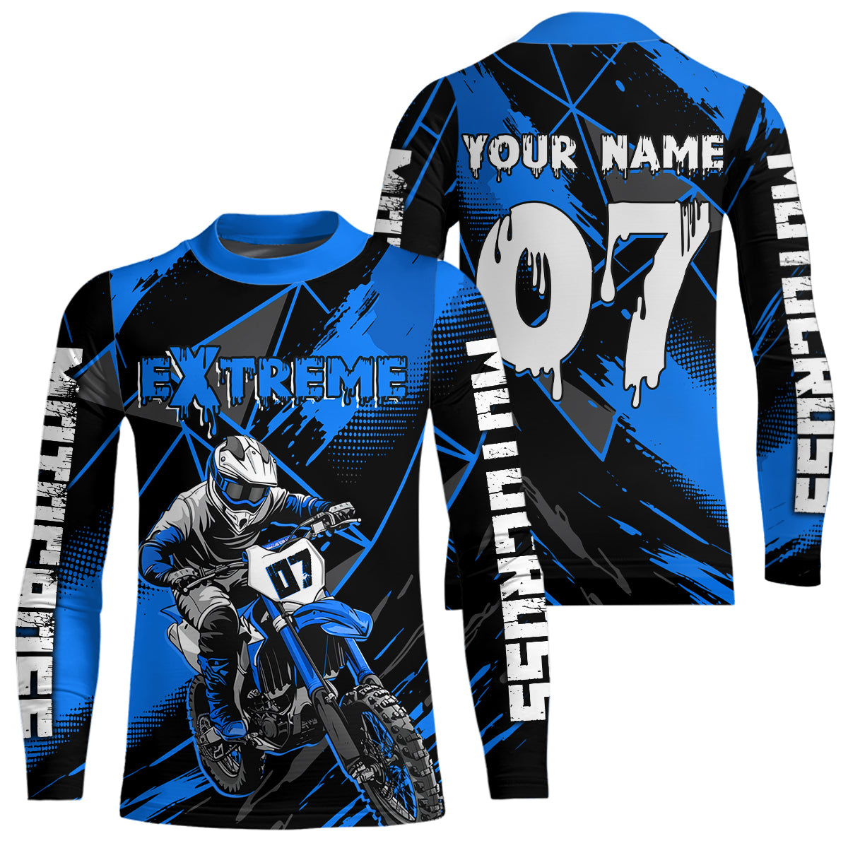 Custom Blue MX Racing Extreme Shirts Kid Men Women Youth Motocross Shirts UPF30+ DNT35