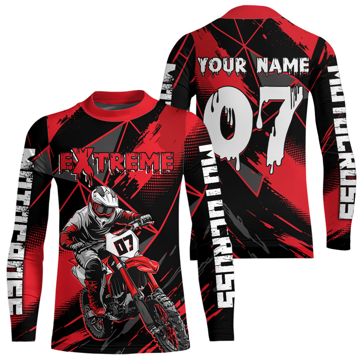 Custom Red MX Racing Extreme Shirts Kid Men Women Youth Motocross Shirts UPF30+ DNT35