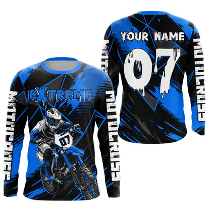 Custom Blue MX Racing Extreme Shirts Kid Men Women Youth Motocross Shirts UPF30+ DNT35