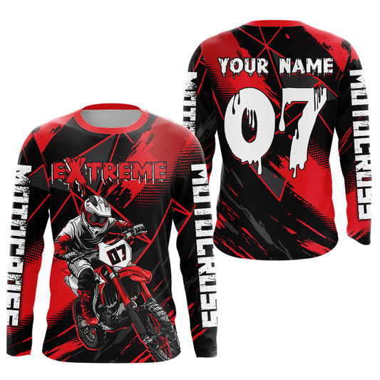 Custom Red MX Racing Extreme Shirts Kid Men Women Youth Motocross Shirts UPF30+ DNT35