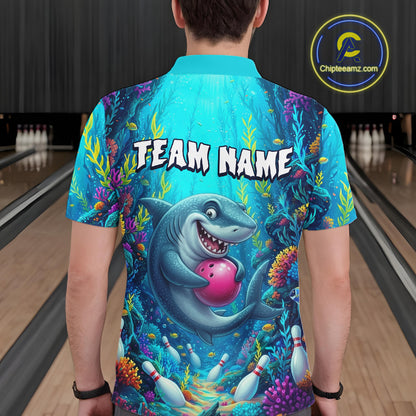 Custom Ocean Funny Shark Bowling Jersey for Men Funny Bowling Team Shirts Bowling Uniform HNT300