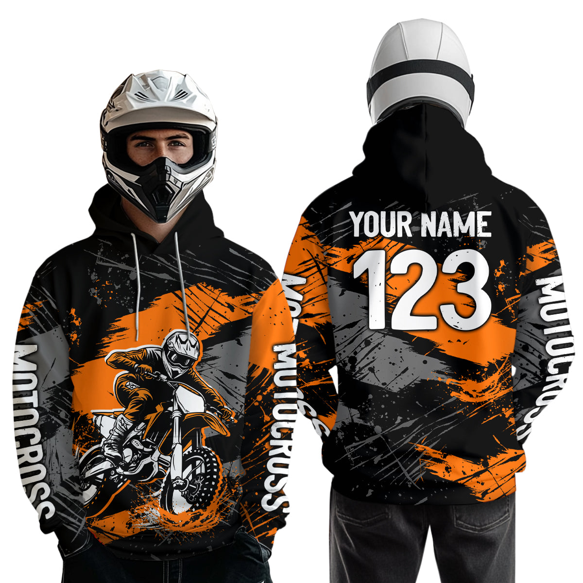 Custom Orange Dirt Bike Hoodie Motocross Sweatshirts for Kid Men Women Motorcycle Hoodie HOT39