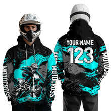 Load image into Gallery viewer, Custom Turquoise Dirt Bike Hoodie Motocross Sweatshirts for Kid Men Women Motorcycle Hoodie HOT39
