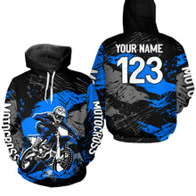 Load image into Gallery viewer, Custom Blue Dirt Bike Hoodie Motocross Sweatshirts for Kid Men Women Motorcycle Hoodie HOT39