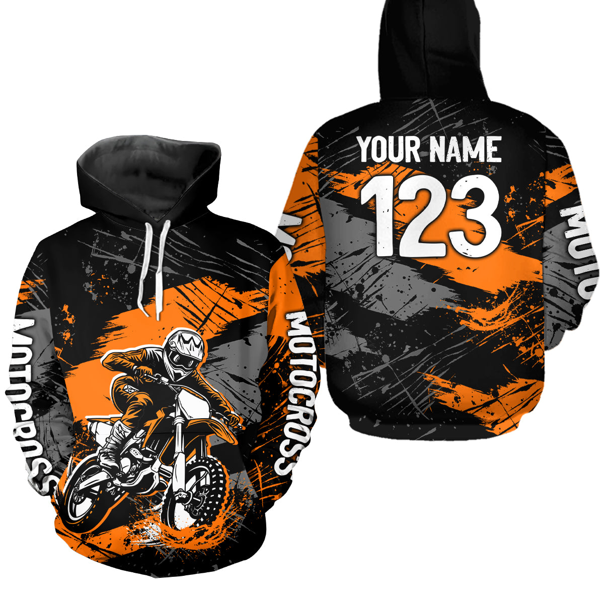 Custom Orange Dirt Bike Hoodie Motocross Sweatshirts for Kid Men Women Motorcycle Hoodie HOT39