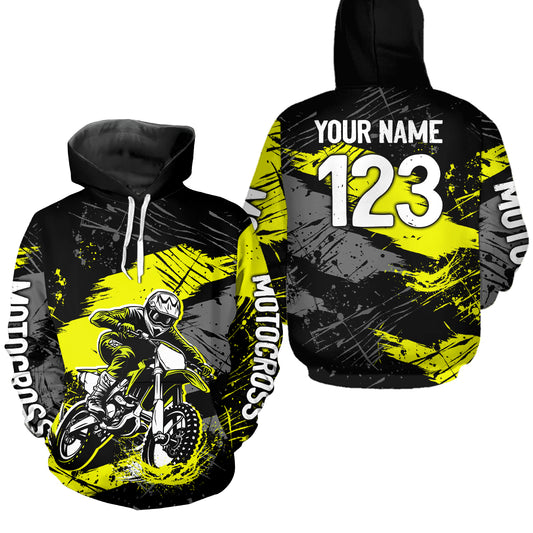 Custom Yellow Dirt Bike Hoodie Motocross Sweatshirts for Kid Men Women Motorcycle Hoodie HOT39