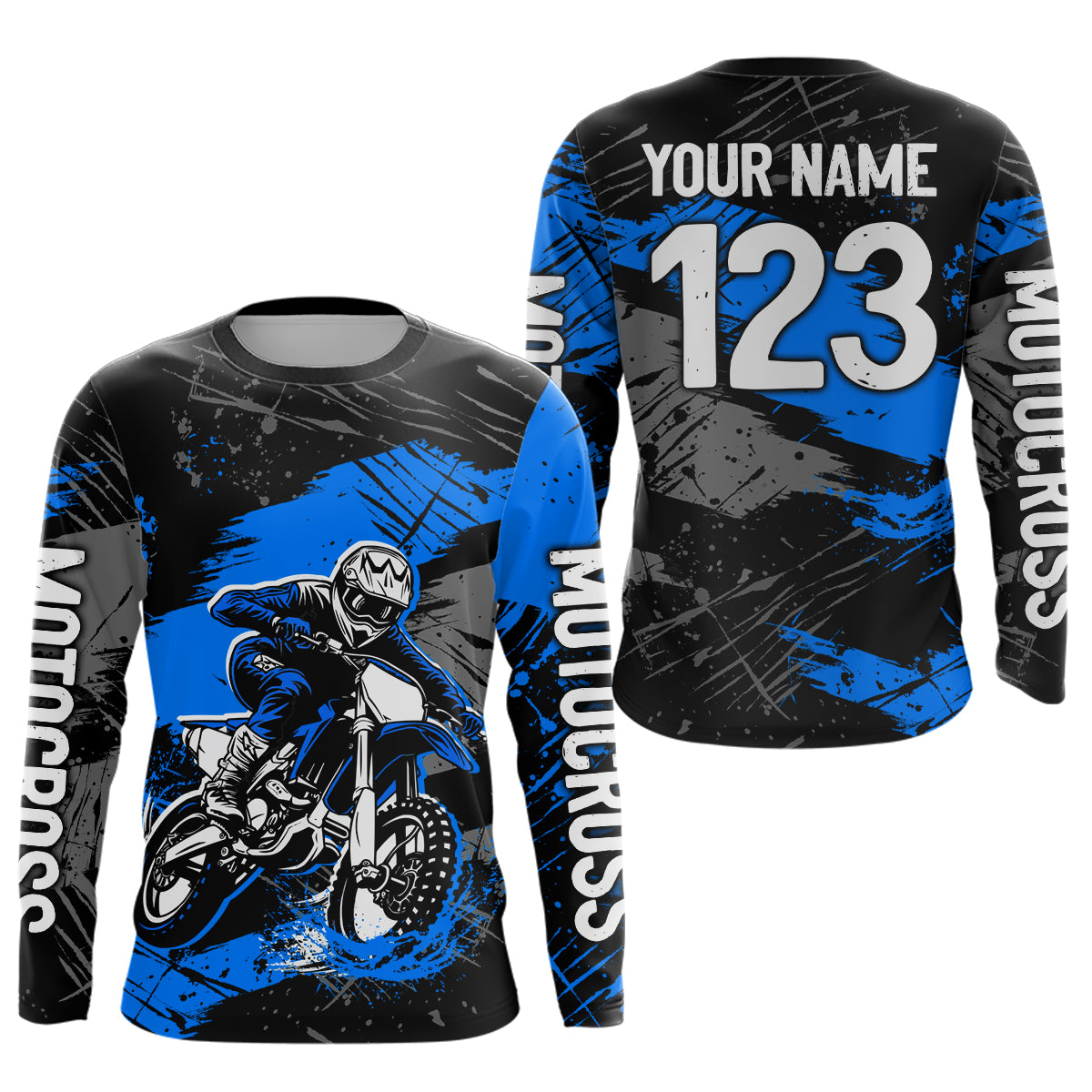 Custom Blue Youth Motocross Jersey Motocycle Shirts Shirt Kid Men Women Motocross Shirt UPF30+ DNT38