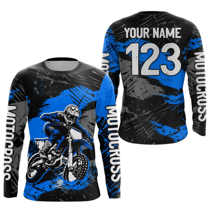 Custom Blue Youth Motocross Jersey Motocycle Shirts Shirt Kid Men Women Motocross Shirt UPF30+ DNT38