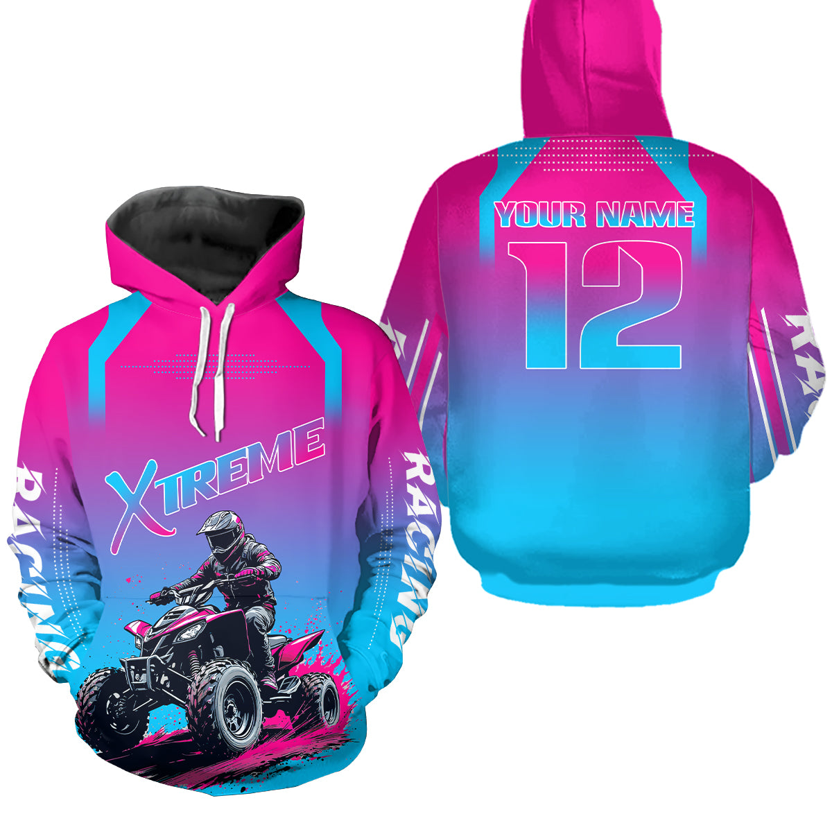Personalized Quad Bike Hoodie Men Women ATV Extreme Motocross Hooded Jersey Off-Road HOT17