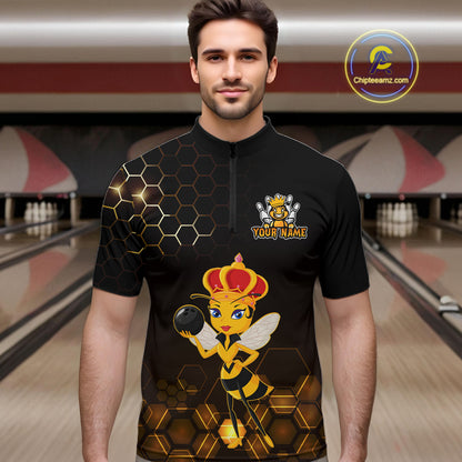Custom Funny Bee Bowling Bowling Jersey for Men Bowling Team Shirts Polo & 1/4 Zip HNT195