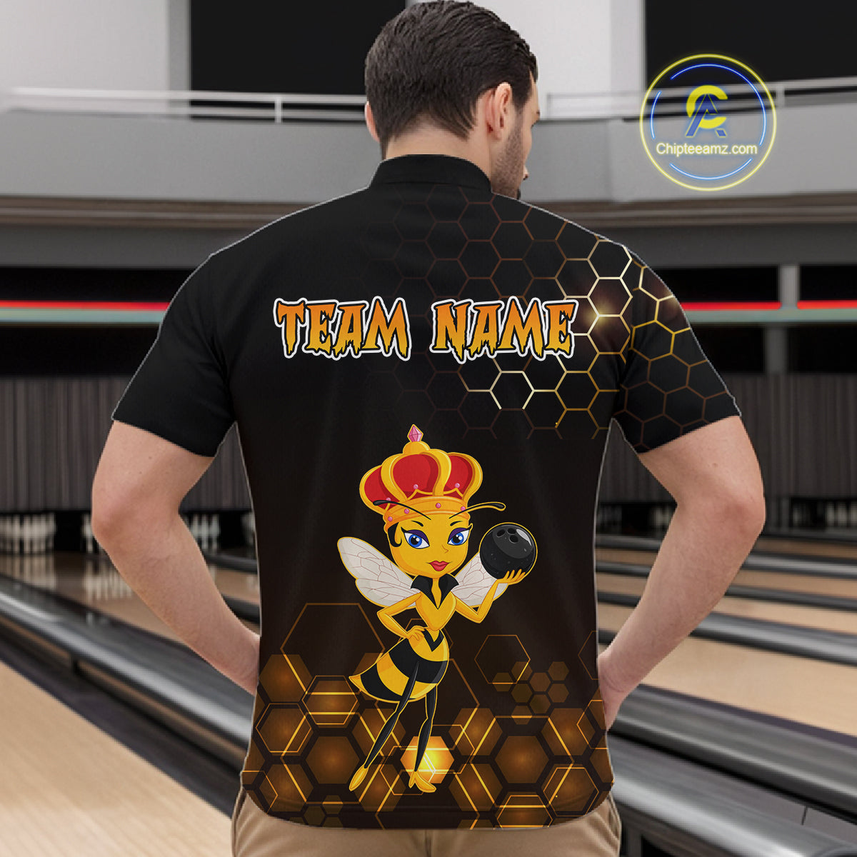 Custom Funny Bee Bowling Bowling Jersey for Men Bowling Team Shirts Polo & 1/4 Zip HNT195
