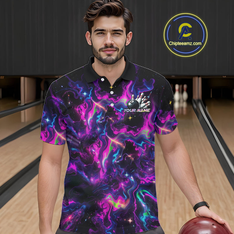 Custom Neon Colorful Bowling Team Shirts Bowling Jerseys for Men Bowling Gifts for Bowler HNT551