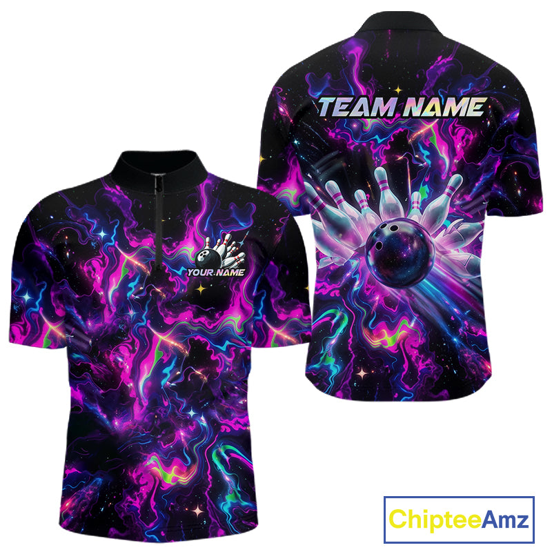 Custom Neon Colorful Bowling Team Shirts Bowling Jerseys for Men Bowling Gifts for Bowler HNT551