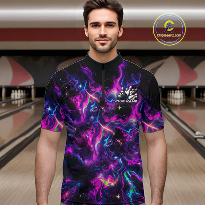 Custom Neon Colorful Bowling Team Shirts Bowling Jerseys for Men Bowling Gifts for Bowler HNT551