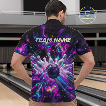 Custom Neon Colorful Bowling Team Shirts Bowling Jerseys for Men Bowling Gifts for Bowler HNT551