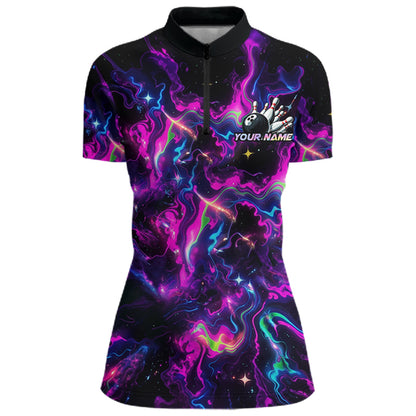 Custom Neon Colorful Bowling Team Shirts Bowling Jerseys for Women Bowling Gifts for Bowler HNT551