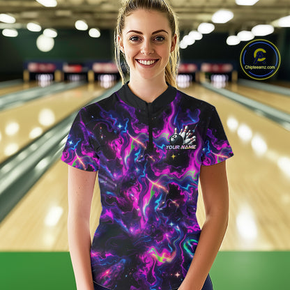 Custom Neon Colorful Bowling Team Shirts Bowling Jerseys for Women Bowling Gifts for Bowler HNT551