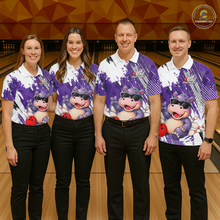 Load image into Gallery viewer, Custom Funny Hippo Bowling Team Shirts Bowling Shirt for Women Bowling League Polo &amp;1/4 Zip HNT348