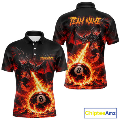 Custom Red Flame Dragon 8 Ball Pool Shirts Billiard Shirts for Men Billiard Team Jersey NNT350