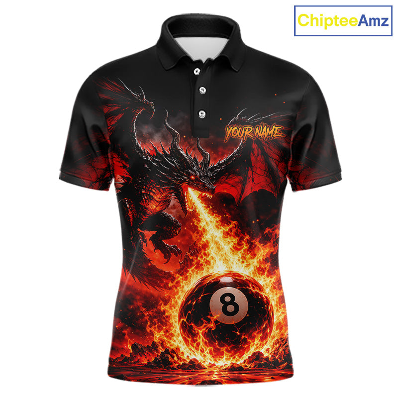 Custom Red Flame Dragon 8 Ball Pool Shirts Billiard Shirts for Men Billiard Team Jersey NNT350
