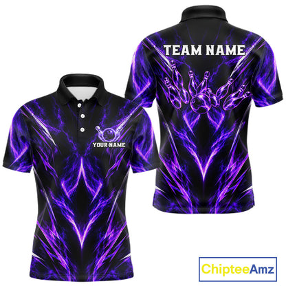 Custom Black Purple Smoke Bowling Team Shirts for Men Bowling League Shirts Polo & 1/4 Zip HNT635