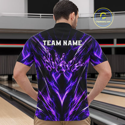 Custom Black Purple Smoke Bowling Team Shirts for Men Bowling League Shirts Polo & 1/4 Zip HNT635