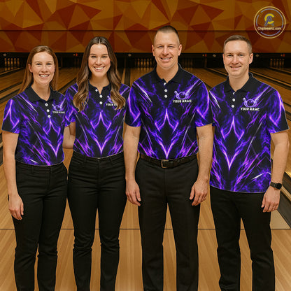 Custom Black Purple Smoke Bowling Team Shirts for Women Bowling League Shirts Polo & 1/4 Zip HNT635