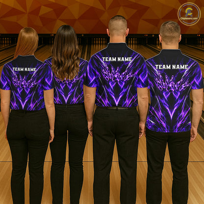 Custom Black Purple Smoke Bowling Team Shirts for Men Bowling League Shirts Polo & 1/4 Zip HNT635