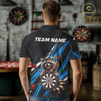Custom Turquoise Funny Raccoon Dart Shirts for Men Dart Team Jerseys Dartboard Outfit League NNT353