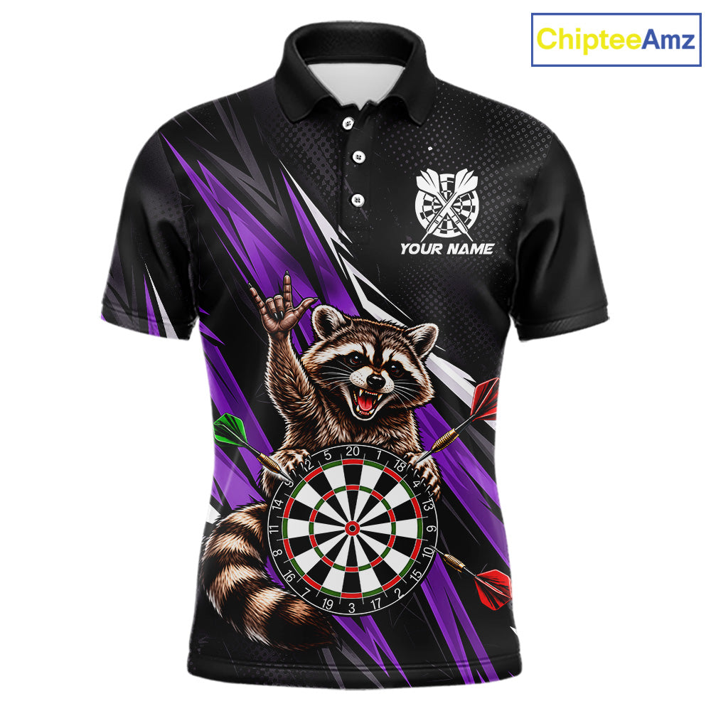 Custom Purple Funny Raccoon Dart Shirts for Men Dart Team Jerseys Dartboard Outfit League NNT353