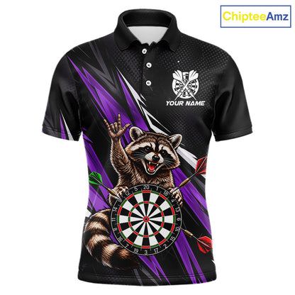 Custom Purple Funny Raccoon Dart Shirts for Men Dart Team Jerseys Dartboard Outfit League NNT353