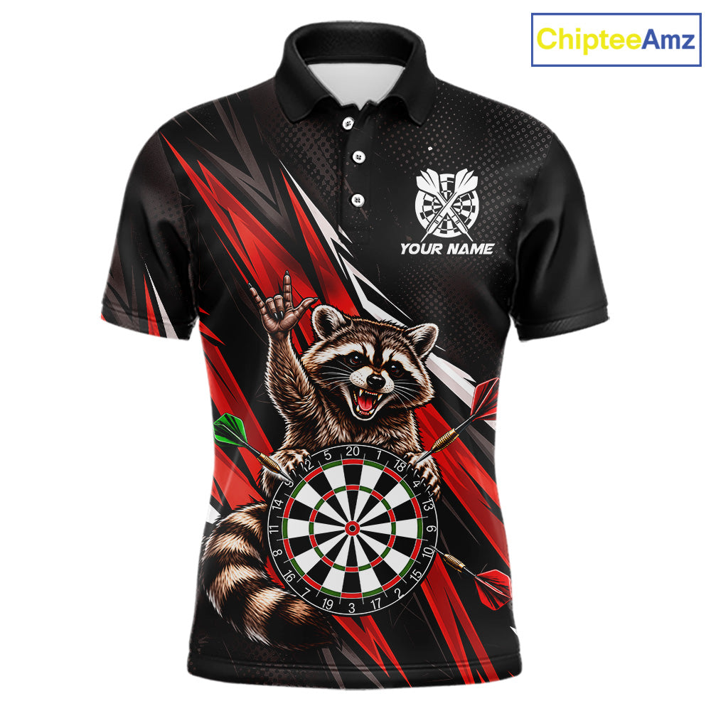 Custom Red Funny Raccoon Dart Shirts for Men Dart Team Jerseys Dartboard Outfit League NNT353