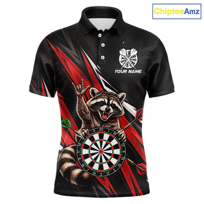 Custom Red Funny Raccoon Dart Shirts for Men Dart Team Jerseys Dartboard Outfit League NNT353