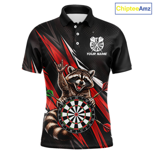 Custom Red Funny Raccoon Dart Shirts for Men Dart Team Jerseys Dartboard Outfit League NNT353