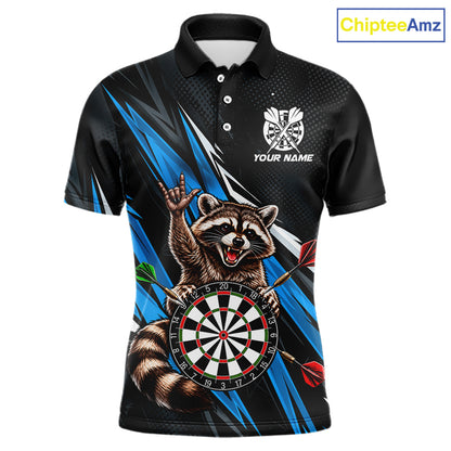 Custom Turquoise Funny Raccoon Dart Shirts for Men Dart Team Jerseys Dartboard Outfit League NNT353