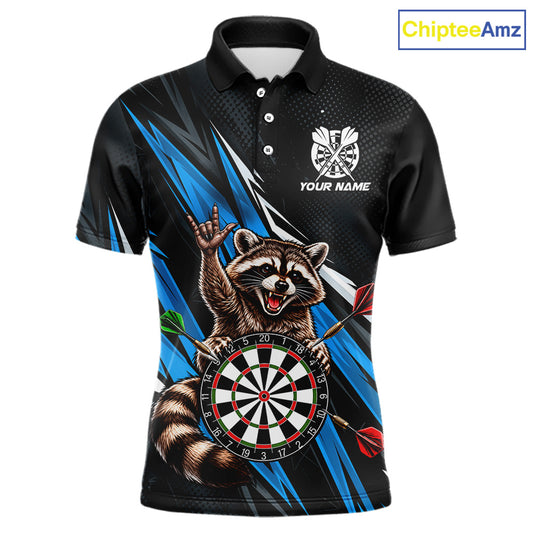 Custom Turquoise Funny Raccoon Dart Shirts for Men Dart Team Jerseys Dartboard Outfit League NNT353