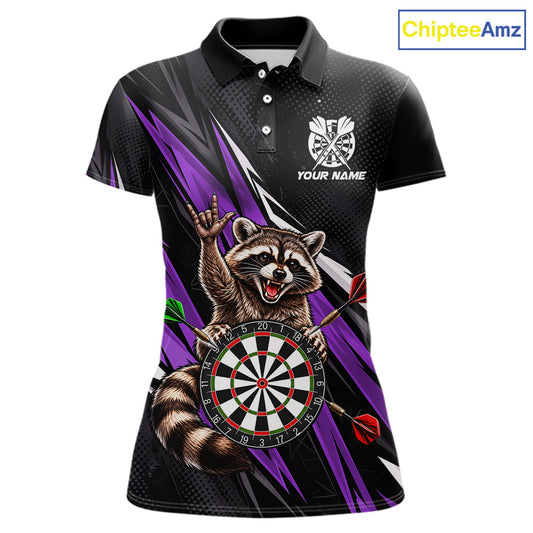 Custom Purple Funny Raccoon Dart Shirts for Women Dart Team Jerseys Dartboard Outfit League NNT353