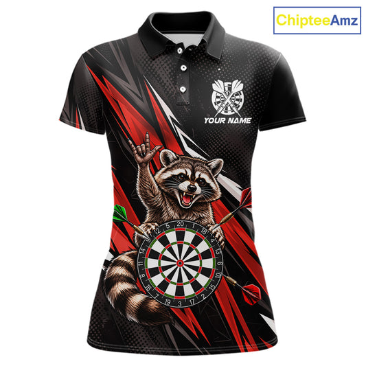 Custom Red Funny Raccoon Dart Shirts for Women Dart Team Jerseys Dartboard Outfit League NNT353