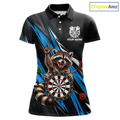 Custom Turquoise Funny Raccoon Dart Shirts for Women Dart Team Jerseys Dartboard Outfit League NNT353