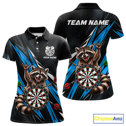 Custom Turquoise Funny Raccoon Dart Shirts for Women Dart Team Jerseys Dartboard Outfit League NNT353