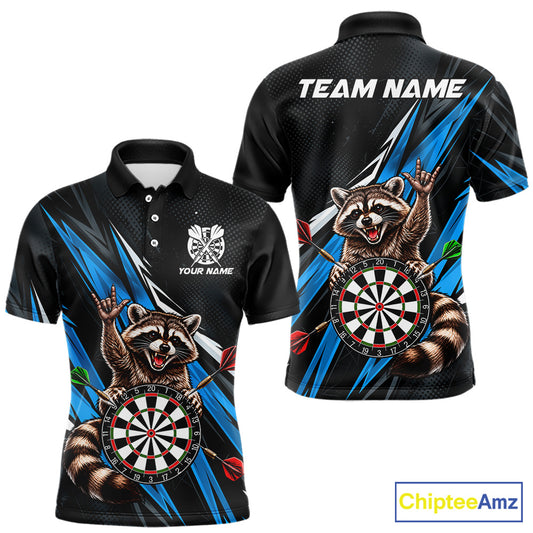 Custom Turquoise Funny Raccoon Dart Shirts for Men Dart Team Jerseys Dartboard Outfit League NNT353